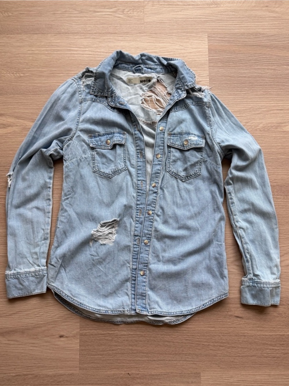 Topshop Moto Women's Denim Like Button Up Size 6